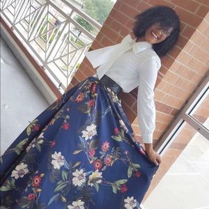Gracia Navy Floral Maxi Skirt